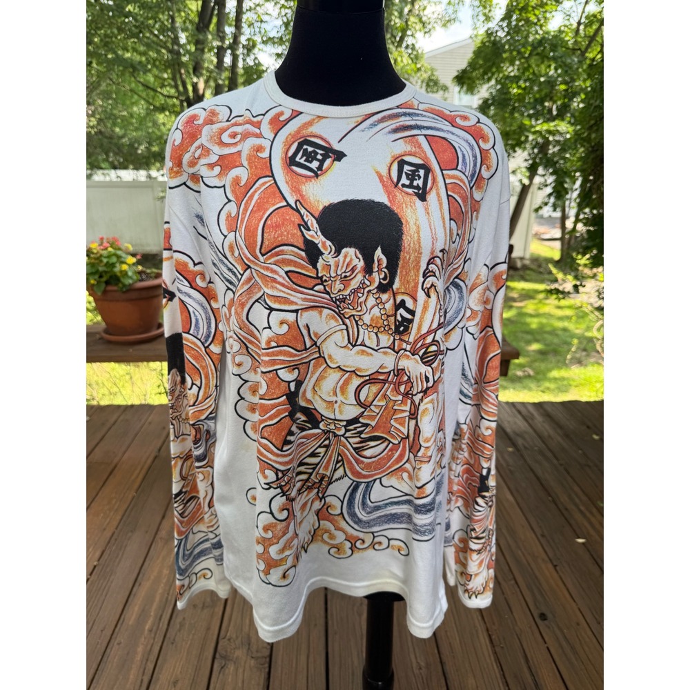 Work by Eastpak Mens XL Long Sleeve Shirt Japanese Oni Demon Graphic Print White